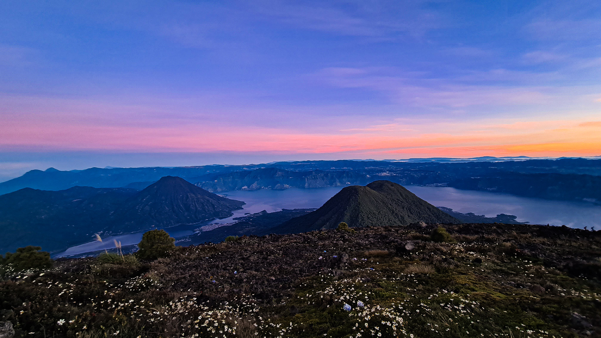 Sunrise on the summit of Volcán Atitlán.