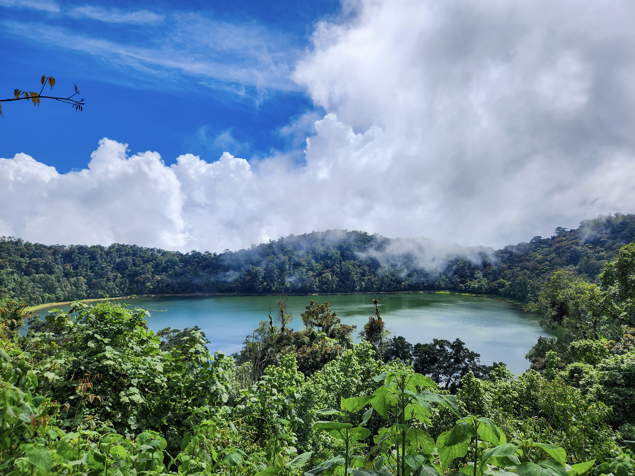 The summit lake of Chicabal volcano.