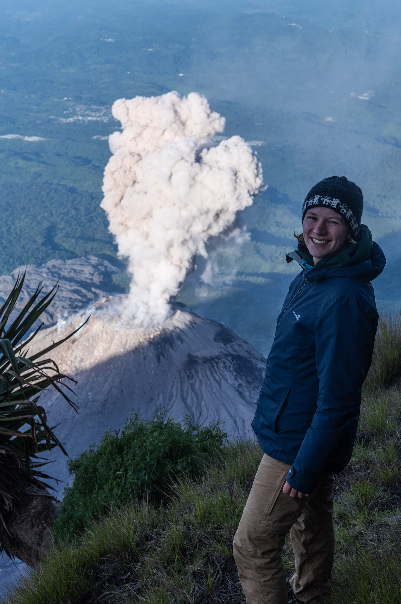 A client standing above the erupting Caliente dome.