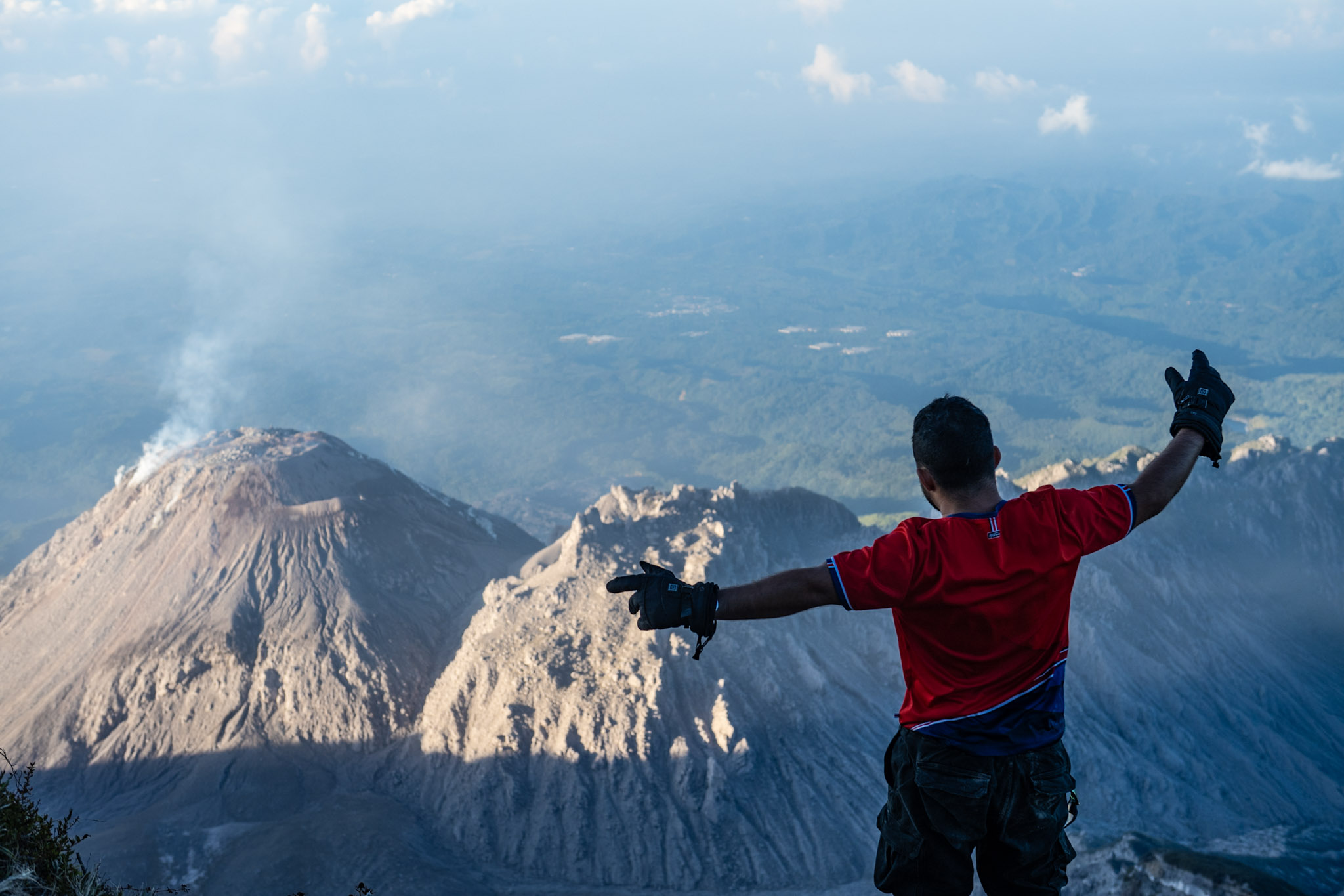 A client looking out across the four Santiaguito domes.